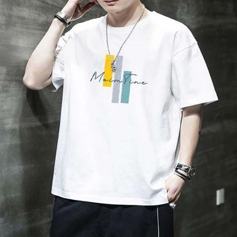 Men's Short-sleeved T-shirt Loose Large Size Printing Chic Simple All-match Top
