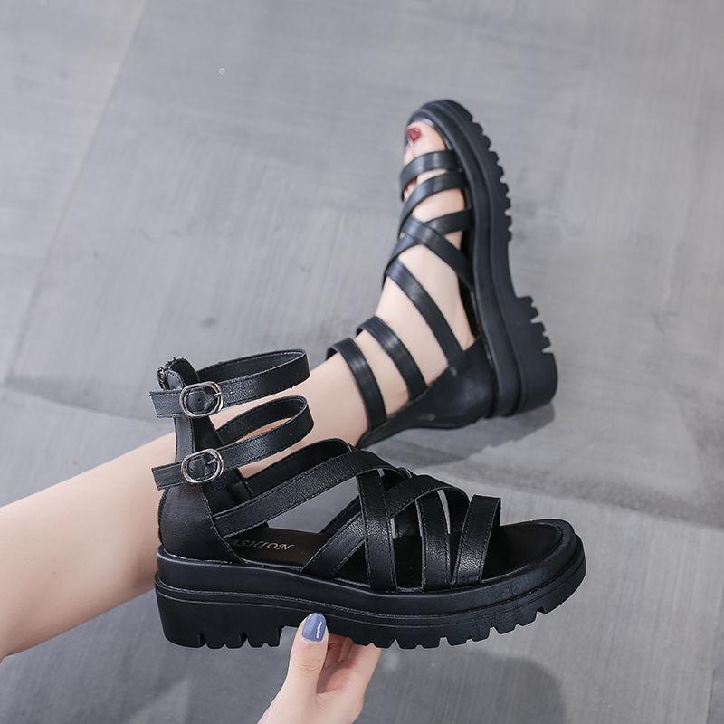 Roma Shoes with Thick Soles Fish Mouth Women's Summer Sandals  Soft Sole Casual Beach Shoes