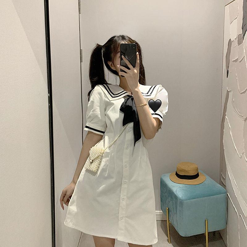 Female Elegant Navy Collar Super Fairy Holiday Dress Sailor Sweet Vintage Graceful Slim Party Dress