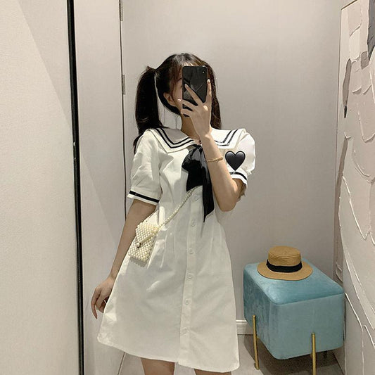 Female Elegant Navy Collar Super Fairy Holiday Dress Sailor Sweet Vintage Graceful Slim Party Dress