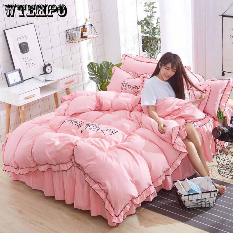 Microfiber Lace Princess Print Soft Duvet Cover Set Pillow Case Zipper Home Bedding Cover