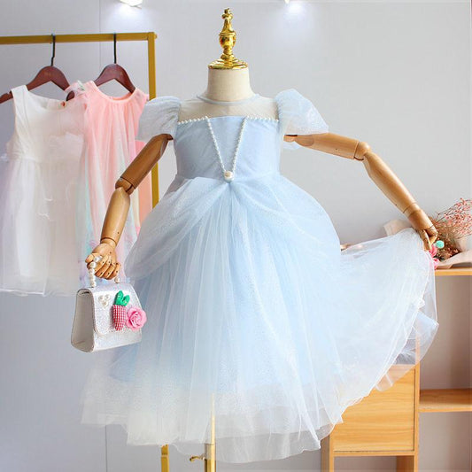 Girls Net Yarn Dress Banquet Evening Dress Children's Birthday Party Western Style Fairy Princess Dress Girl