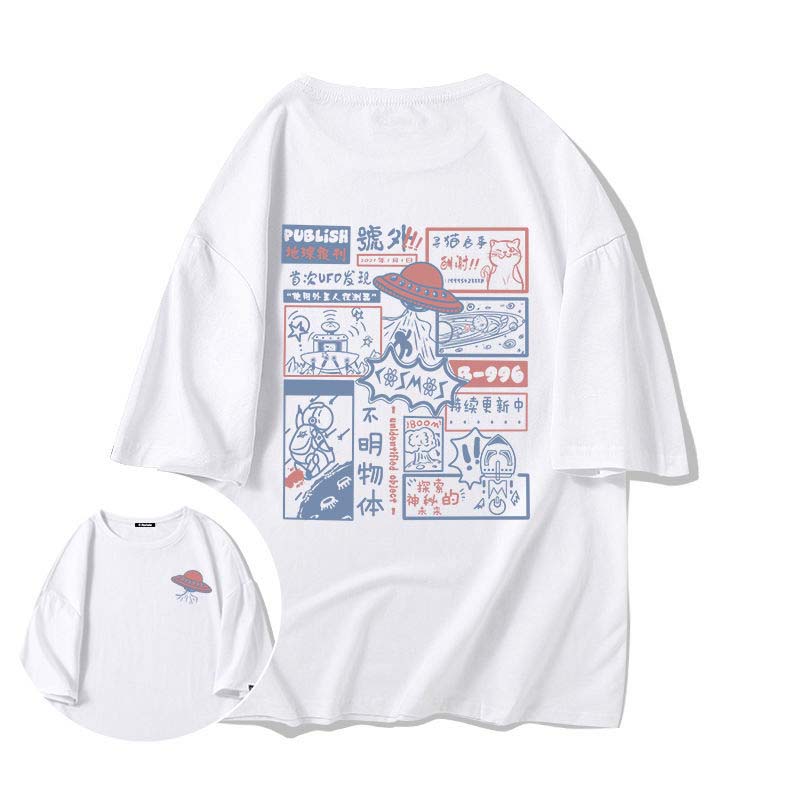 Men's Short-sleeved T-shirt Pure Cotton New Loose Trend Couple Student Shirt