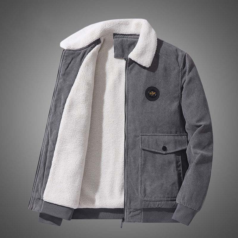 Winter Plus Velvet Padded Jacket Men's Loose Casual Tooling Multi-pocket Corduroy Jacket Men