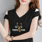 Summer Off-the-shoulder T-shirt Solid Color Short-sleeved T-shirt Women's Leak-shoulder One-word V-neck Top Korean Version Slimming T-shirt