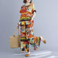 Two-piece Suit Cotton Large Size Ethnic Style Suit Female Summer Literature and Art Retro Short-sleeved Wide-leg Nine-point Pants Loose