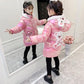 Girls' Winter Coat Thicken Plus Velvet Cotton Jacket Little Girl Warm and Windproof Quilted Jacket