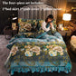 Warm Printing Four-piece Double-sided Fleece Bed Skirt Quilt Cover Pillowcase Set Bedding
