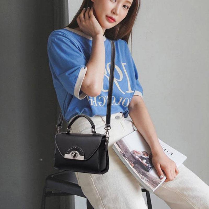 Rivet Crossbody Bag Women Leather Burglar Waterproof Wear-resistant Dark Buckle Tote Shoulder Bags