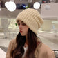 Woolen Hat Women's Autumn and Winter All-match Japanese Beige Big Head Circumference Winter Cold and Warm Protection Ears Knitted Hat