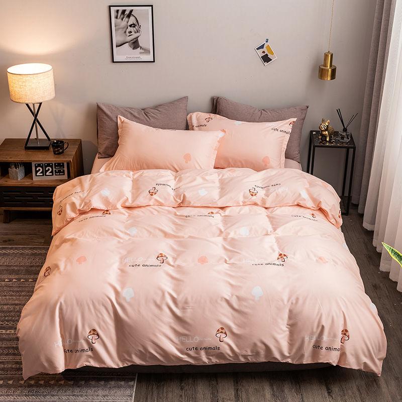 Cotton Grey Bedding Sets with Duvet Cover Bed Sheet Pillowcase Cute Stripe Bed Linen King Queen Twin Size