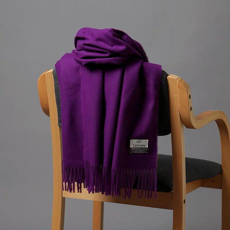 Winter Scarf Women Thick Warm Shawls and Wraps Solid Cashmere Scarves with Tassels Pashmina