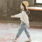 Fashion Children's Clothing Girls Pullover Hooded Sweater Jeans Two-piece Casual Spring and Autumn Loose Sports Suit