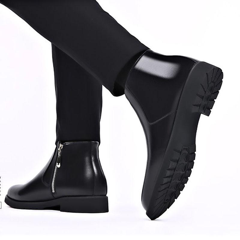Martin Boots Men's Leather Short Boots Winter Plus Velvet Warm High-top Cotton Shoes British Tooling Boots
