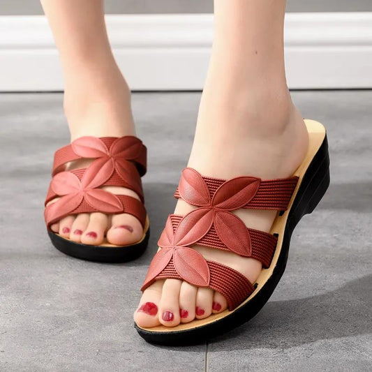 Women's Summer Wedge Heel Waterproof Non-slip Slippers Soft Bottom Wear-resistant Breathable Mother Slippers