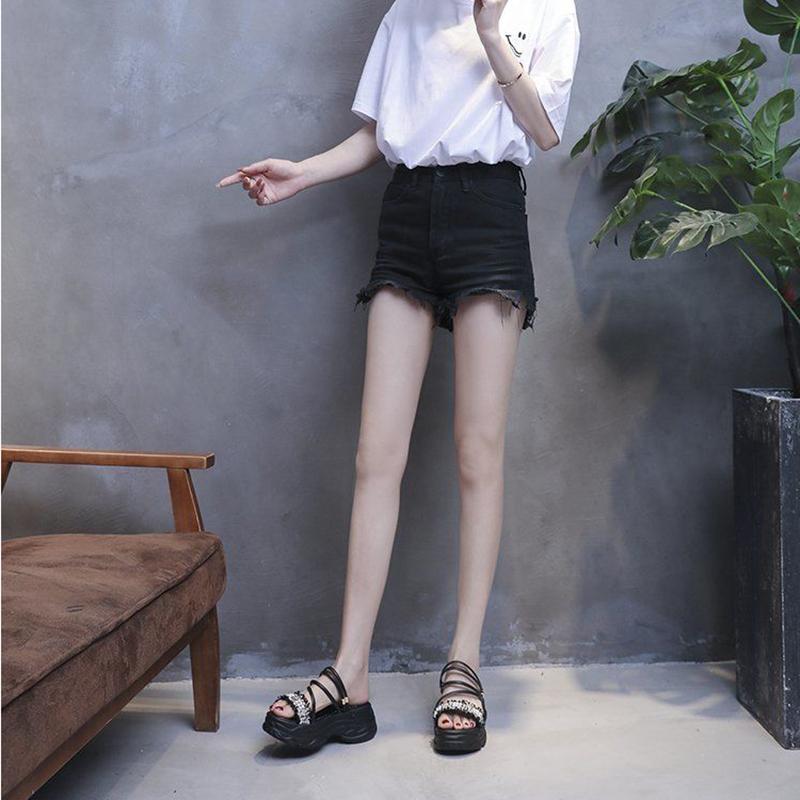 Two Wear Sandals Women's All-match Thick Bottom Heightening Light and Comfortable Outer Wear Sandals and Slippers Pearl Decoration