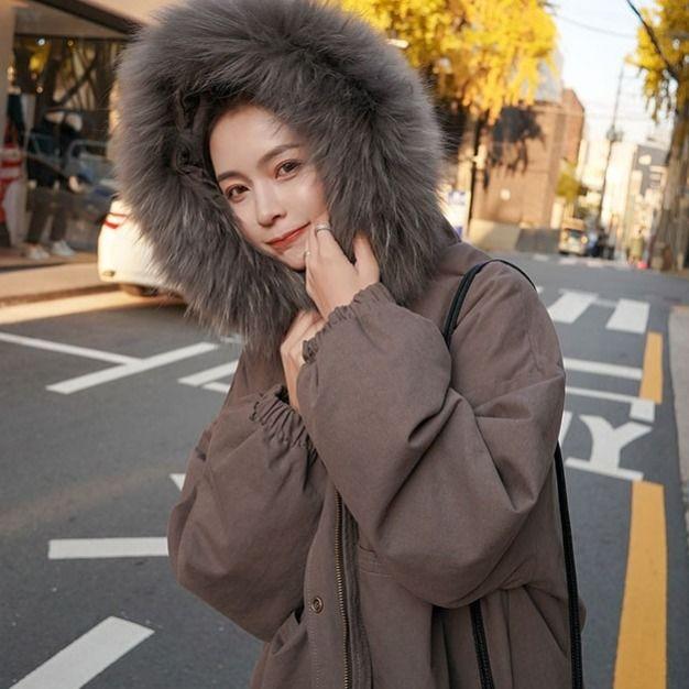 Winter Women's Tooling Parker Clothing Outdoor Fashion Loose Padded Jacket Mid-length Drawstring Slim Women's Padded Jacket