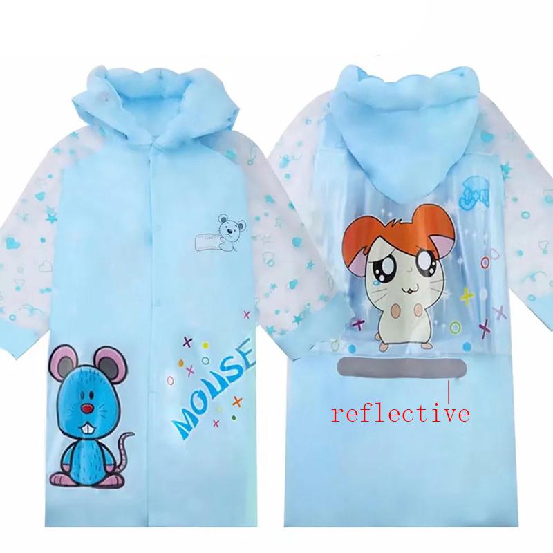 Rain Coat for Kid Reflective Stripe Pink Rabbit Lovely Raincoats Girl Boy Windproof Hooded Cartoon Printed Waterproof Clothed Child Suit 100-160cm