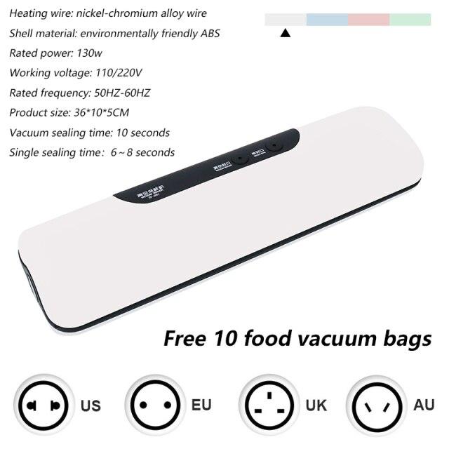 Electric Vacuum Sealer Packaging Machine For Home Kitchen Including 10pcs Food Saver Bags Commercial Vacuum Food Sealing