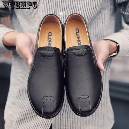Breathable Leather Flats Loafers Men Casual Shoes Luxury Fashion Shoe