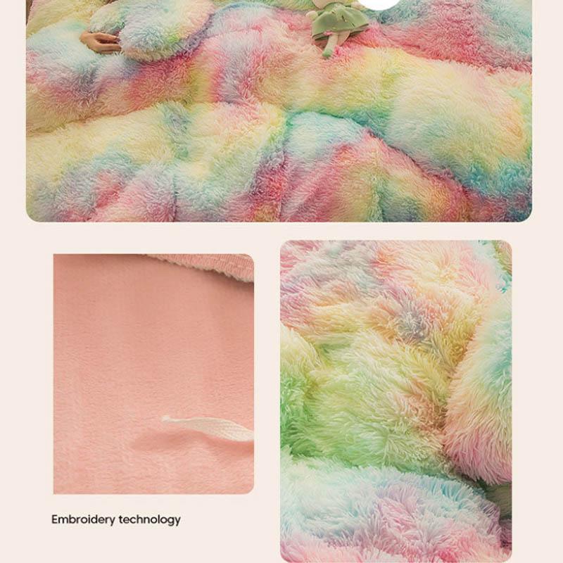 Thickened Water Velvet Four-piece Bed Sheet Is Taken Bedding Princess Wind Warm Coral Velvet