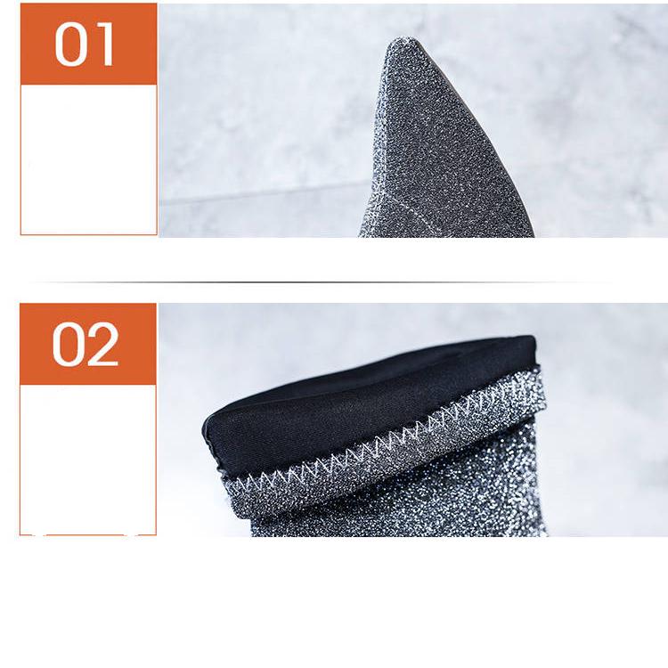 Women's Winter Boots Sexy Pointed Toe Elastic Ankle Boots High Heels Boots Woman Female Boots