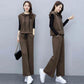 Suit Women's Temperament Is Thin Wide-leg Pants Casual Women's Three-piece Loose Wide-leg Pants + Hooded Sleeveless Waistcoat + Lining