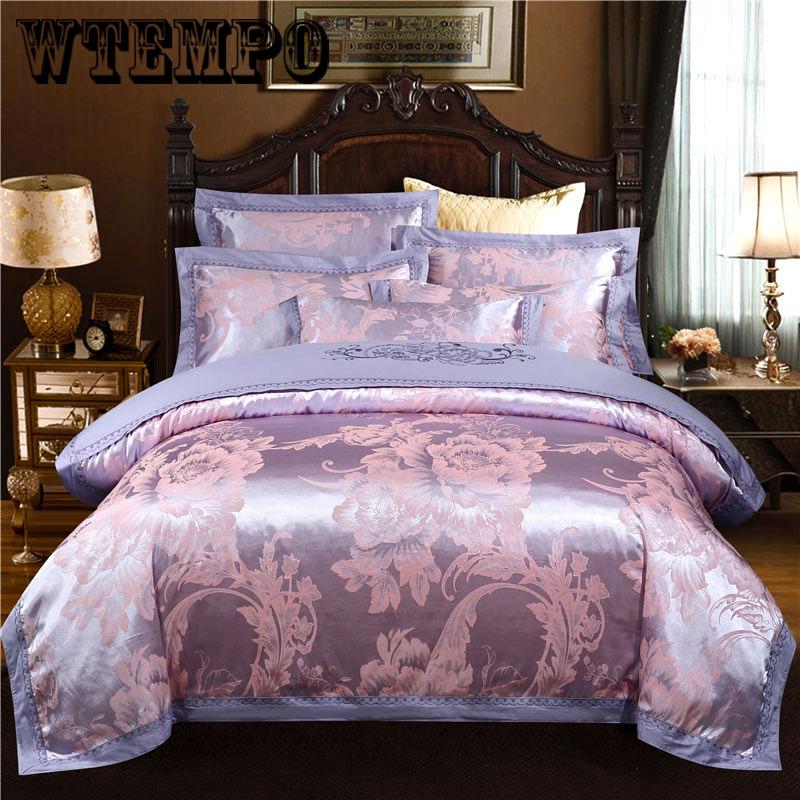 Embroidered jacquard four-piece bed linen quilt cover pillowcase noble cotton bedding European
