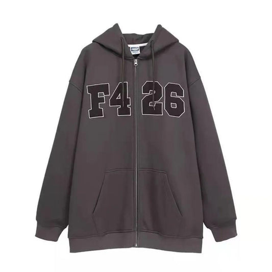 Autumn Couple Hip-hop Hooded Sweater Unisex Solid Color Cardigan Jacket Personality Loose Casual Sweater Sports Zipper Coat