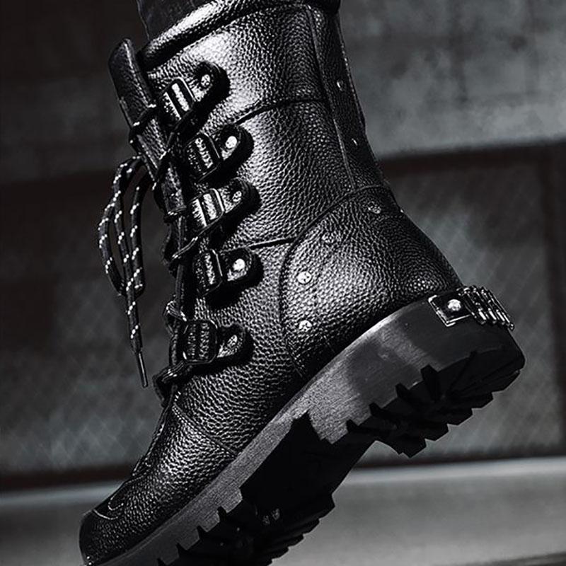 Martin Boots Men's High-top British Style Boots Tooling Boots Autumn Motorcycle Leather Boots Rider Boots Winter Men's Shoes