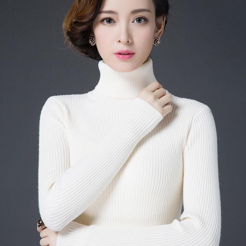 Women's Woolen Sweater Winter Thickened Warm  Slim Cashmere Sweater Turtleneck Sweater  Jumper Tops