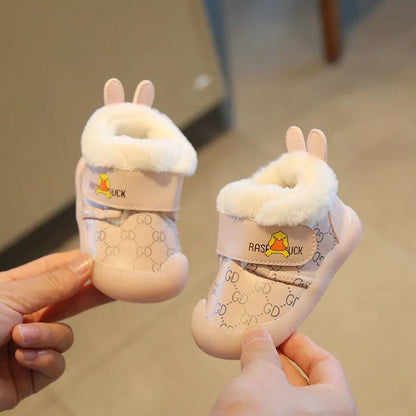 Baby Cotton Shoes, Boys' Shoes, Soft Soled Shoes, Autumn and Winter Infant Walking Shoes, Girls' Plush Warm High Top Shoes