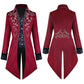 Retro Tuxedo Suit V-neck Floral Flocked Robe Casual Slim Windbreaker Fake 2 Pcs Coat Long Over The Knee Men