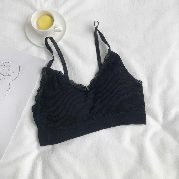 Korean Version Pure Desire Style Lace Bra No Steel Ring Wrapped Chest Anti Light Hanging Belt Bottomed Vest Bra
