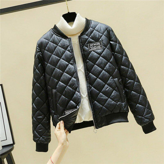 Autumn Green Black Jacket Women Korean Parkas Lady Solid Short Jackets Female O-neck Casual Outwear Coats