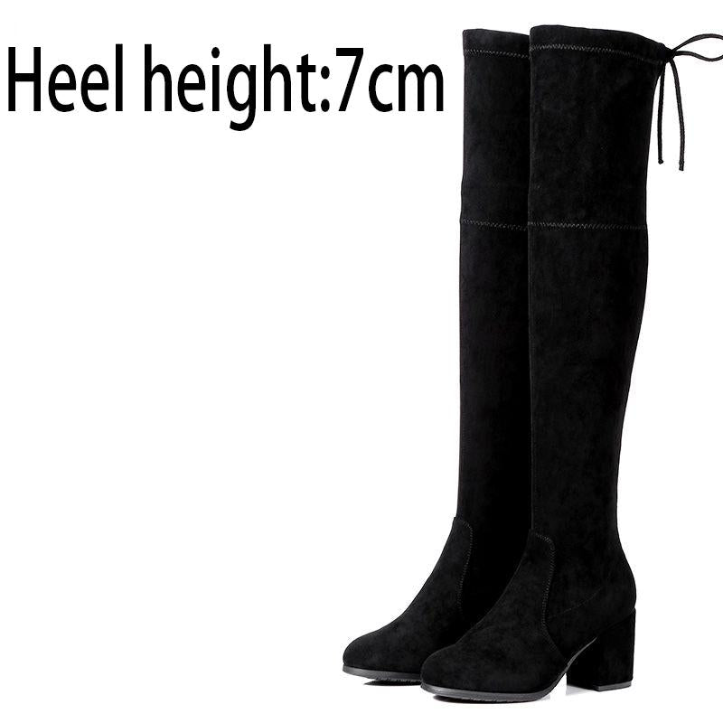 Women's boots over the knee autumn and winter plus velvet boots children's stretch boots high boots