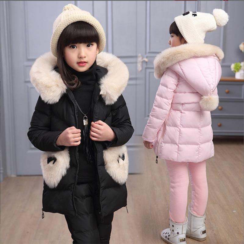 Kids Fashion Casual Girl 'S Winter Warm Thicker Jacket Full Sleeve Hooded 3 Pcs Suit Outerwear Coats