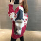 Autumn and Winter Thick Wool Sweater Women's Color Matching Button Cardigan Loose Long-sleeved Coat
