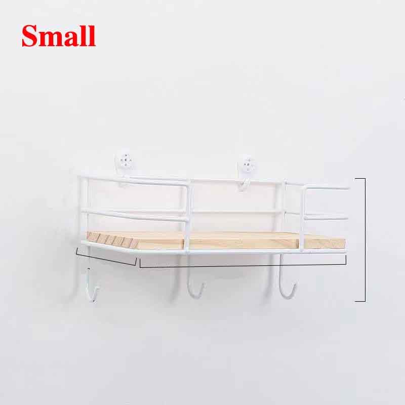 Wall Mounted Storage Rack Home Punch-Free Storage Rack Metal Solid Wood Waterproof Display Shelf
