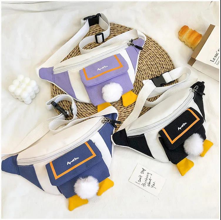 Canvas Bag Women's Casual Simple Solid Color Shoulder Bag Korean Version of Nylon Cloth Cute All-match Messenger Bag