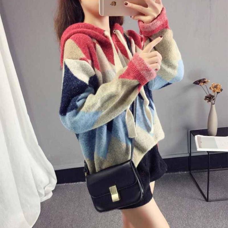 Pofulove hedging loose autumn and winter new bright silk lazy wind knitted small fresh and sweet