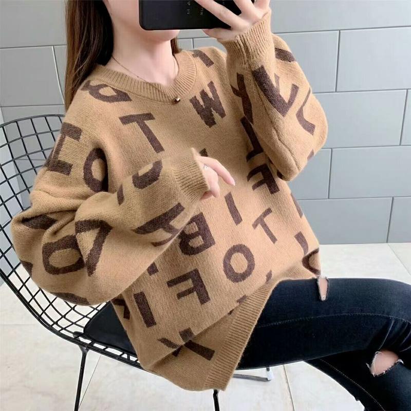 Women's Pullover Sweater Loose Bottoming Sweater Spring and Autumn Wear Outside Lazy Style All-match Knitted Top