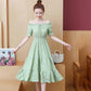 Summer One-shoulder Mid-length Dress Female French Waist Temperament Thin Fairy Skirt Gentle and Cute Retro Style Dress