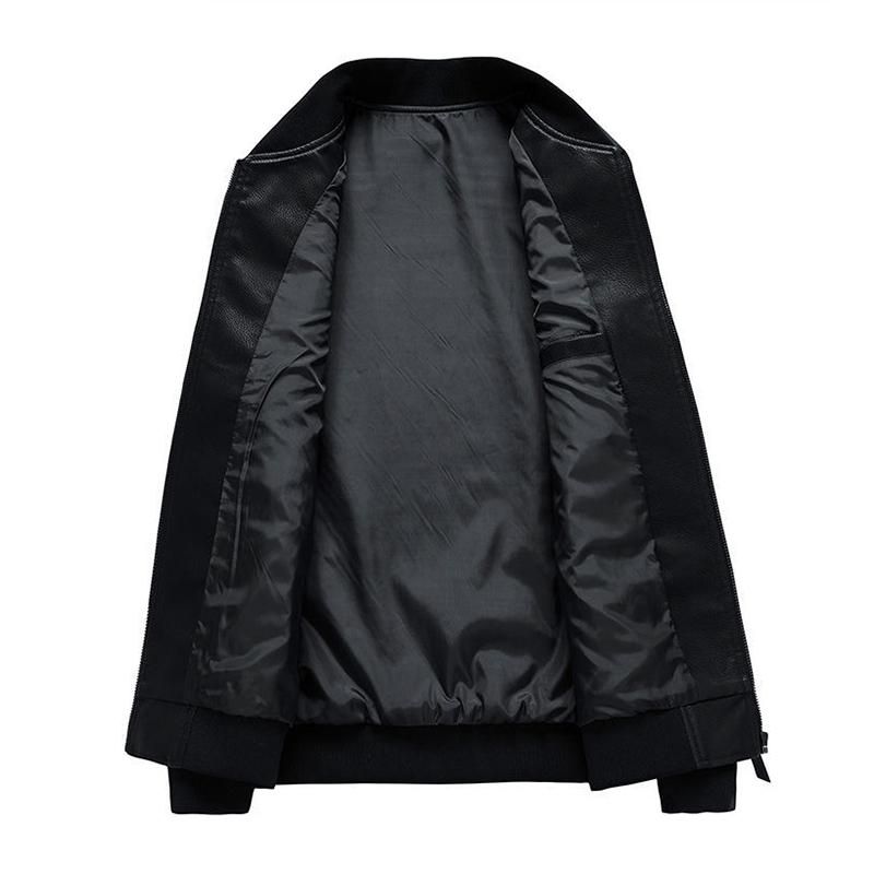 Soft Leather Faux Leather Men's Long-sleeved Jacket Plus Suede Jacket Men's Warm Cotton Clothes Handsome Motorcycle Jacket