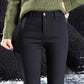Plus Fleece Leggings Women's Plus Size Outer Wear Autumn and Winter High Waist Thin Black Pants Pencil Feet Solid Color Warm Pants