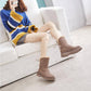 Pair of Boots Snow Boots Women's Martin Boots Leather Booties Plush Warm Women's Cotton Shoes