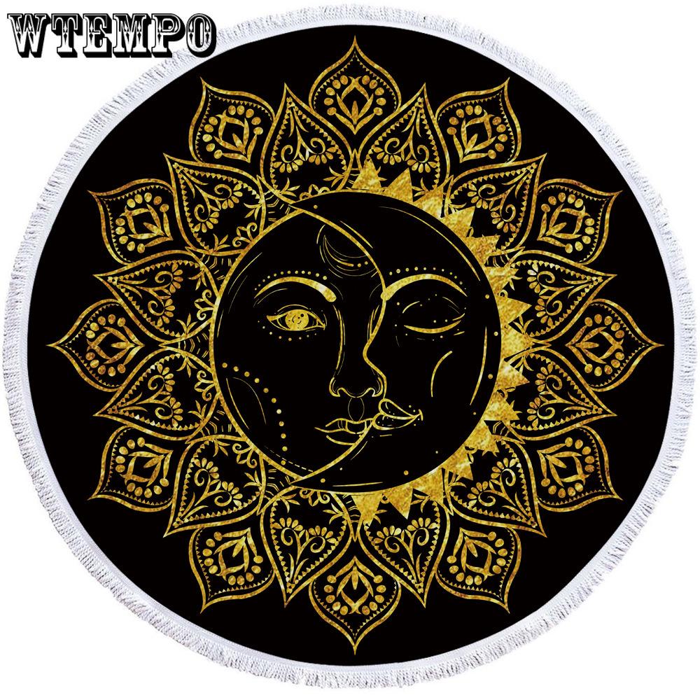 WTEMPO Beautiful flower Microfiber Printed Round Beach Towel With Tassel Blanket