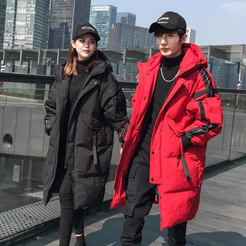 Winter Trend of Down Jacket Men's Mid-length Over-the-knee Thickening Couple Student Wear Warm Jacket Tide