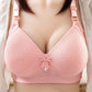 Fashion Without Steel Ring Comfortable Gathering Breathable Bra Multi-row Buckle Simple and Natural Style Jacquard Solid Color Bra