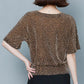 Women's Leopard Print Short Sleeve T-Shirt Summer Large Size Loose Round Neck Top